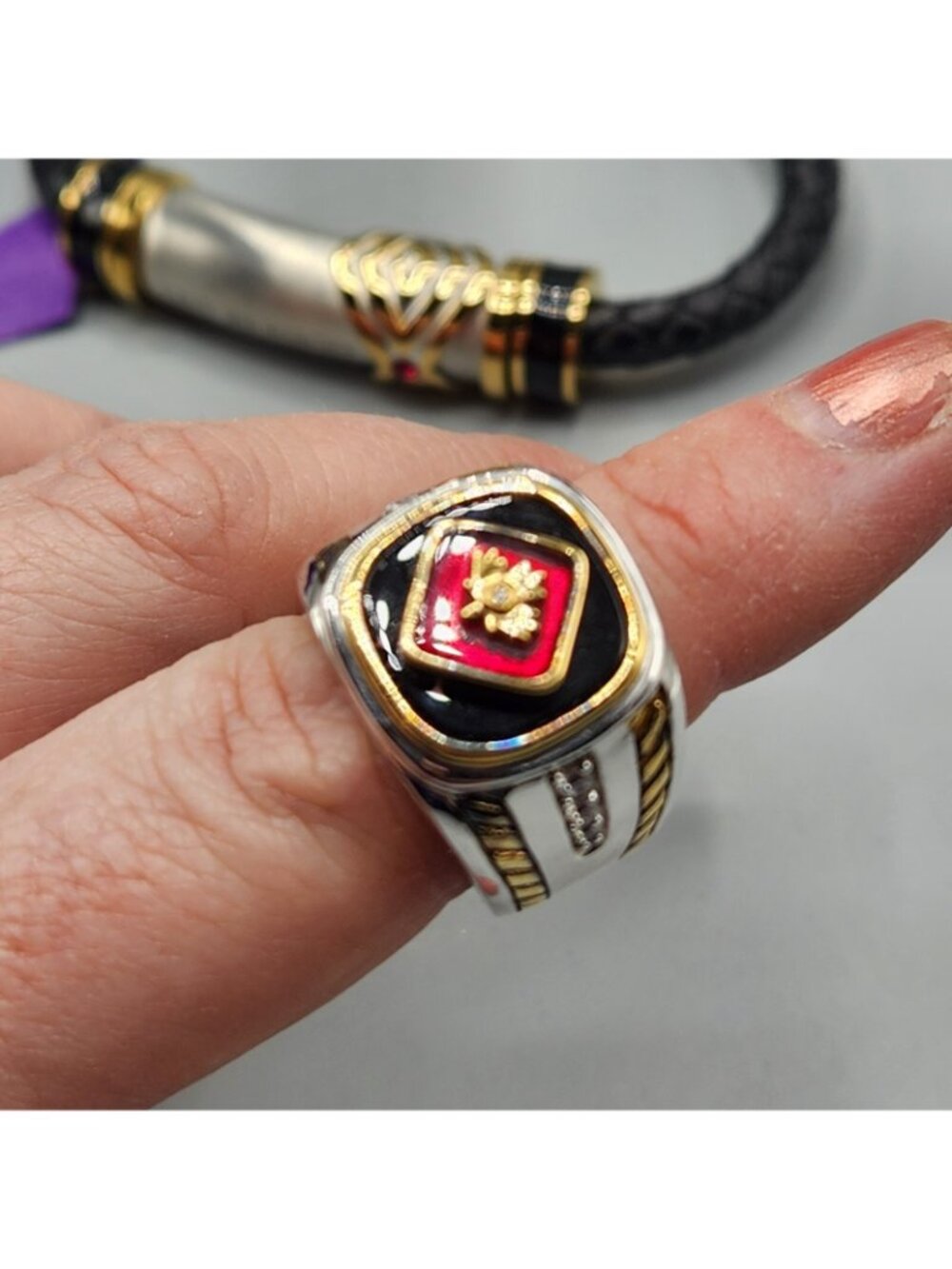 Bradford Exchange D-Day 75 Years Dog Tag Ring Bracelet Lest We Forget Set - Picture 9 of 15